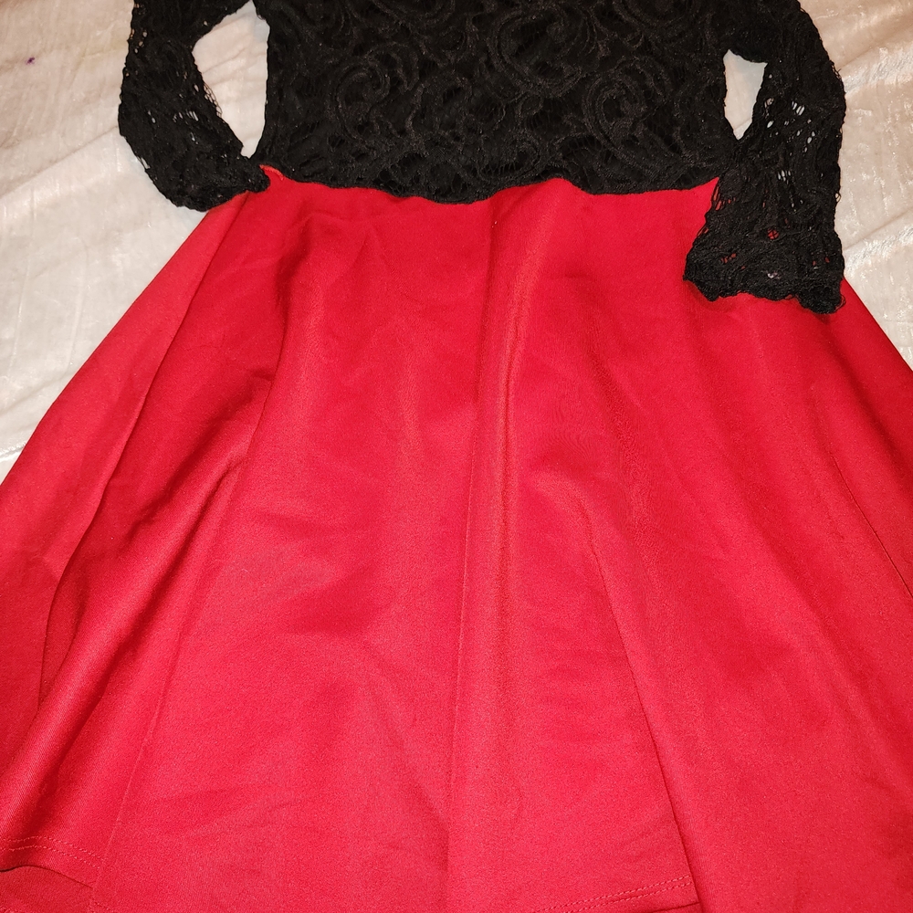 Urban Planet Black Lace and Red Kids Formal Dress